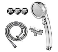 KAIYING Pommeau de douche chromé haute pression avec interrupteur de pause marche/arrêt, 3 modes de pulvérisation avec bouton d'arrêt, pommeau de douche amovible avec tuyau et support d'angle réglable
