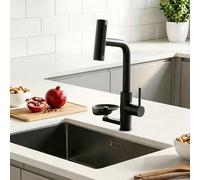 KAIYING Robinet mitigeur de cuisine avec rondelle en verre, 4 modes de pulvérisation, haute pression, extractible à 1 trou avec rinceur en verre, robinet à poignée unique en acier inoxydable pour