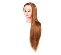 KAIYUEMAOYI Tête de Mannequin D'entraînement pour Coiffeur, Poupée D'exercice, Cheveux Synthétiques Lisses En PVC, Idéale pour L'école, Cadeau Ou Salo, de l'or avec du maquillage
