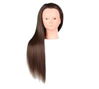 KAIYUEMAOYI Tête de Mannequin D'entraînement pour Coiffeur, Poupée D'exercice, Cheveux Synthétiques Lisses En PVC, Idéale pour L'école, Cadeau Ou Salo, Brun sans maquillage