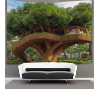 kaiyun 150cmx200cm Tapisserie Cabane dans les arbres Tenture Murale D'impression 3D Décoration Murale Pour Chambre Dortoir Fête