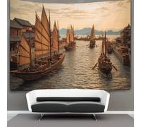 kaiyun 150cmx200cm Tapisserie Scène historique Tenture Murale Route maritime de la soie D'impression 3D Décoration Murale Pour Chambre Dortoir Fête