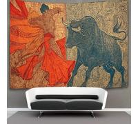 kaiyun 180cmx230cm Tapisserie Matador et taureau Tenture Murale Affiche gravée sur bois D'impression 3D Décoration Murale Pour Chambre Dortoir Fête
