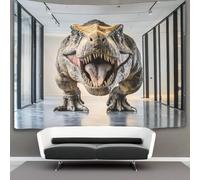 kaiyun 180cmx230cm Tapisserie Tyrannosaure Tenture Murale Fond Blanc D'impression 3D Décoration Murale Pour Chambre Dortoir Fête