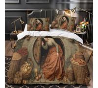 kaiyun 3D Imprimé Woman, Late 17th-Century Illuminated Manuscript Miniature Super Douce Ensemble De Literie en Microfibre 3 Pièces Housse De Couette Décoration Super King（260x220cm）