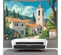 kaiyun 70cmx100cm Tapisserie Église de campagne Tenture Murale Style affiche D'impression 3D Décoration Murale Pour Chambre Dortoir Fête