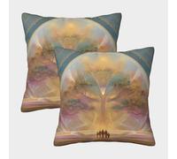 kaiyun A Family Under The Shining Arbre de Vie, The Cosmic Portal Housse De Coussin Décorative 40x40cm Paquet De 2,adaptée pour Chambre À Coucher,canapé,Chaise,Voiture,lit,Jardin () Taies d'oreiller