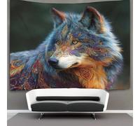 kaiyun A Gray Wolf, Bohemian Style Décorations Tapisserie Tenture Murale Impression 3D Couverture Murale Affiche Pour Salon Chambre Dortoir Décor 100cmx150cm