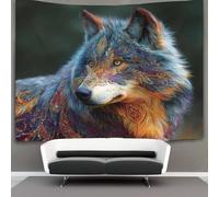 kaiyun A Gray Wolf, Bohemian Style Tapisserie Murale Tentures Murales Pour Salon Tenture Murale Décorative Pour Chambre 70cmx100cm
