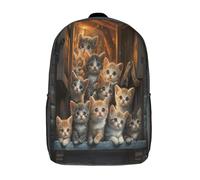 kaiyun A Group of Chaton Around The House Sac A Dos Ecole Primaire,Sac À Dos Pour Enfants - Art numérique Sac De Livre D'école Adolescents Con Boucle De Réglage 17inch