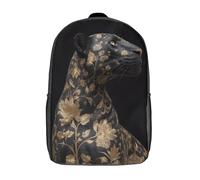 kaiyun A Léopard Covered in Golden Motif florals Sac A Dos Ecole Primaire,Sac À Dos Pour Enfants - Sac De Livre D'école Adolescents Con Boucle De Réglage 17inch