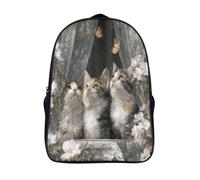 kaiyun Adorable chaton regardant vers le rebord de la fenêtre Sacs À Dos, Cartable Avec Boucle De Réglage Pour Garçons Et Filles,16 inch Léger Décontracté Sac De Voyage