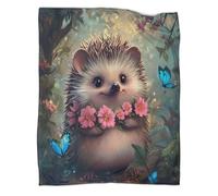 kaiyun Adorable hérisson Édredon | Illustration de Jardin Fantastique Couverture De Canapé | Housse De Voyage Douce Et,40x50inch(100x130cm)
