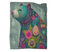 kaiyun Adorables Ours en Peluche et Fleurs Style Graffiti Couverture Imprimée Chaude Et Douce pour Camping en Plein Air Couvre-lit Quatre Saisons pour Chambre À Coucher 80x90inch(200x230cm)