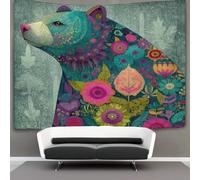 kaiyun Adorables ours en peluche et fleurs style graffiti Tapisserie Murale À Suspendre, Murales,Plaque De Pique-Nique Décoration Murale Plafond Art Mural 70cmx100cm