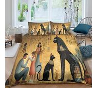 kaiyun Affiche de la déesse Bastet et scène d'intérieur Moderne Parure De Lit Housse 3 Pièces en Microfibre avec Taies d'oreiller De Couette Imprimé pour Enfants Adolescents Single（135x200cm）