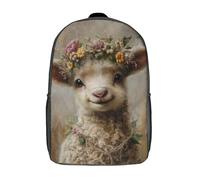 kaiyun Agneau portant une couronne de fleurs Sacs À Dos,imprim É 3D Cartable Sac Mode Pour Maternelle Ou Primaire 17inch
