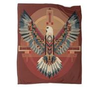 kaiyun Aigle en vol géométrique - Couverture Chaude Polyvalente pour Canapés,Art aborigène du Sud Édredon De Lit De Voyage Douce Et Confortable,50x60inch(127x152cm)