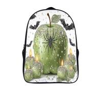 kaiyun Araignée, pomme verte, chauve-souris, bougie Sac A Dos Ecole Primaire,Sac À Dos Pour Enfants - Thème des fêtes Sac De Livre D'école Adolescents Con Boucle De Réglage 16 inch