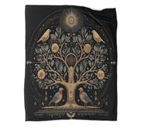 kaiyun Arbre de Vie, Symboles sacrés et Oiseaux,Nouvelle Couverture De Dortoir,Douce,Moelleuse,Quatre Saisons,70x80inch(180x200cm)