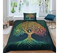 kaiyun Arbre of Life 3D Parure De Lit, 3 Pièces Housse De Couette Microfibre Ensemble De Literie Élégant Motif de cerf Imprimé Taies d'oreiller, pour Adultes Et Enfants Single(135x200cm)