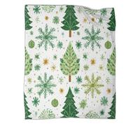 kaiyun Arbres Verts et Flocons de Neige, Couverture De Canapé,Édredon Mignonne avec Motif Personnalisée 60x80inch(150x200cm)
