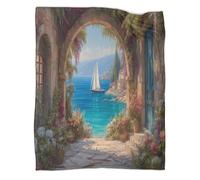 kaiyun Arche en Pierre voûtée en 3D avec Fleurs épanouies Édredon | Couverture De Canapé | Housse De Voyage Douce Et Confortable,60x80inch(150x200cm)