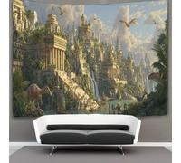 kaiyun Architectures grecque, romaine et mésoaméricaine Tapisserie Murale À Suspendre, Ptérosaures volant dans le ciel Murales,Plaque De Pique-Nique Décoration Murale Plafond Art Mural 180cmx230cm