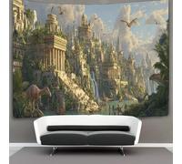 kaiyun Architectures grecque, romaine et mésoaméricaine Tapisserie Ptérosaures volant dans le ciel Tenture Murales Décoration Murale,impression HD Pour Salon,chambre À Coucher Et Dortoir 100cmx150cm