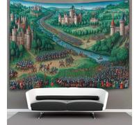 kaiyun Armées médiévales Tapisserie Bataille dans la vallée Murale Tenture Dortoir Chambre Salon 70cmx100cm