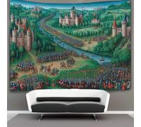 kaiyun Armées médiévales Tapisserie Pour Décoration Murale,chambre À Coucher, Bataille dans la vallée Tentures Murales Pour Salon 180cmx230cm