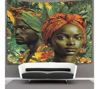 kaiyun Art africain Personnages Tapisserie,Motif de fond africain Décoration Murale En Tissu Pour La Chambre À Coucher Le Salon Le Dortoir,130cmx150cm