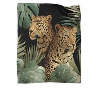 kaiyun Art du léopard dans la Jungle Couverture Imprimée en 3D Style de Peinture d'animaux Sauvages Édredon en Peluche Douce pour Lits Et Canapés De Vacances,40x50inch(100x130cm)