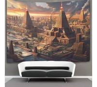 kaiyun Art nouveau Tapisserie Murale À Suspendre, Grandes villes Pour Décoration De Chambre À Coucher,fête D'anniversaire Ou Toile De Fond De Jardin 70cmx100cm