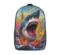 kaiyun Attaque de requin Sac À Dos Style d'art numérique Cartable Scolaire Boucle De Réglage Sac A Dos Filles Garçons Pour Enfants Mignon Sac Scolaire 17inch