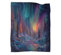 kaiyun Aurores boréales Couverture Imprimée en 3D Édredon en Peluche Douce pour Lits Et Canapés De Vacances,50x60inch(127x152cm)