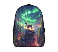 kaiyun Aurores boréales Sac À Dos D'écolier,imprimé En 3D,Cerf Cartables Scolaires Enfants,Grande Capacité,pour Voyage,léger 16 inch