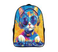 kaiyun Avatar de DJ chat mignon Sacs À Dos,3D Imprimé Portrait artistique Étudiant Cartable Garçons Filles Livre Sac Pour Maternelle Ou Primaire 16 inch