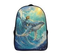 kaiyun Baleine Sac À Dos Unisexe Loisir Backpack Garçons École Sacs Filles Petite tortue joyeuse Cartable Daypacks Adulte Léger 16 inch