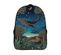 kaiyun Baleines en vol, étoiles scintillantes, villes Sac À Dos Enfant Fille Garçons Adolescents Primaire Avec Boucle De Réglage Cartables Scolaires 16 inch