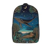 kaiyun Baleines planant, étoiles scintillantes, villes Sac À Dos Unisexe Loisir Backpack Garçons École Sacs Filles Cartable Daypacks Adulte Léger 17inch