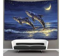 kaiyun Baleines Swimming in The Sea of Stars Tapisserie,Moon Sky À Suspendre Au Mur,Décoration Murale Pour Chambre Dortoir Fête 180cmx230cm