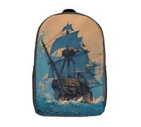 kaiyun Bateau pirate rétro Sac À Dos Enfant Fille Style BD Garçons Adolescents Primaire Avec Boucle De Réglage Cartables Scolaires 17inch