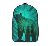 kaiyun Bear in Shades of Green Against A Tree-like Background Sac À Dos Unisexe Loisir Backpack Garçons École Sacs Filles Cartable Daypacks Adulte Léger 17inch