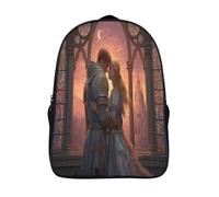 kaiyun Beau chevalier et belle blonde Sac À Dos Stained Glass Fenêtre Cartable Scolaire Boucle De Réglage Sac A Dos Filles Garçons Pour Enfants Mignon Sac Scolaire 16 inch