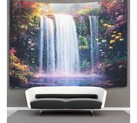 kaiyun Beautiful Cascade Landscape Décorations Tapisserie Tenture Murale Coloré Fish Impression 3D Couverture Murale Affiche Pour Salon Chambre Dortoir Décor 70cmx100cm