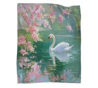 kaiyun Beautiful Cygne Blancs Swim Gracefully in The Lake - Couverture Chaude Polyvalente pour Canapés, Édredon De Lit De Voyage Douce Et Confortable,70x80inch(180x200cm)