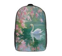 kaiyun Beautiful Cygne blancs Swim Gracefully in The Lake Sacs À Dos, Cartable Avec Boucle De Réglage Pour Garçons Et Filles,17inch Léger Décontracté Sac De Voyage