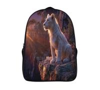 kaiyun Beautiful Lion blancess Sitting on The Edge of A CliffSacs À Dos Pour Enfants École, Grande Capacité Adolescents Sac À Garçons Filles Voyage 16 inch