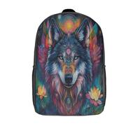 kaiyun Beautiful Loup coloré Cartable Lotus à géométrie sacrée Imprimé 3D Sac À Dos Pour Ordinateur Portable Unisexe Pour Enfants/étudiants/Adultes 17inch